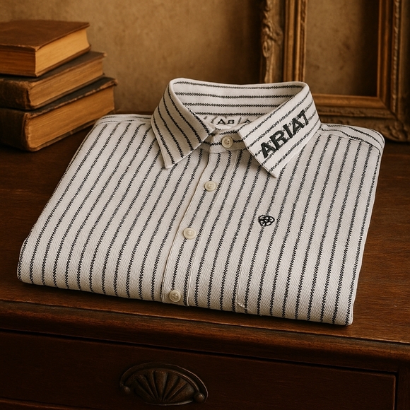 Ariat Women’s Roper Button-Up Shirt – Black & White Stripe - Picture 2 of 13